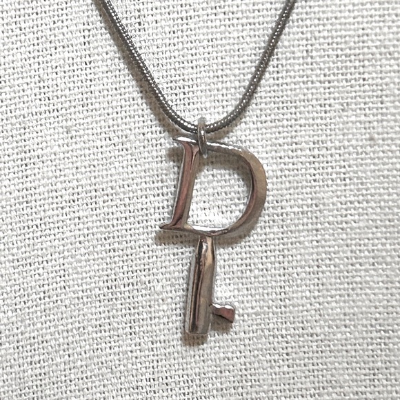 DIOR Necklace Silver D Logo Key Pendant - Picture 1 of 10